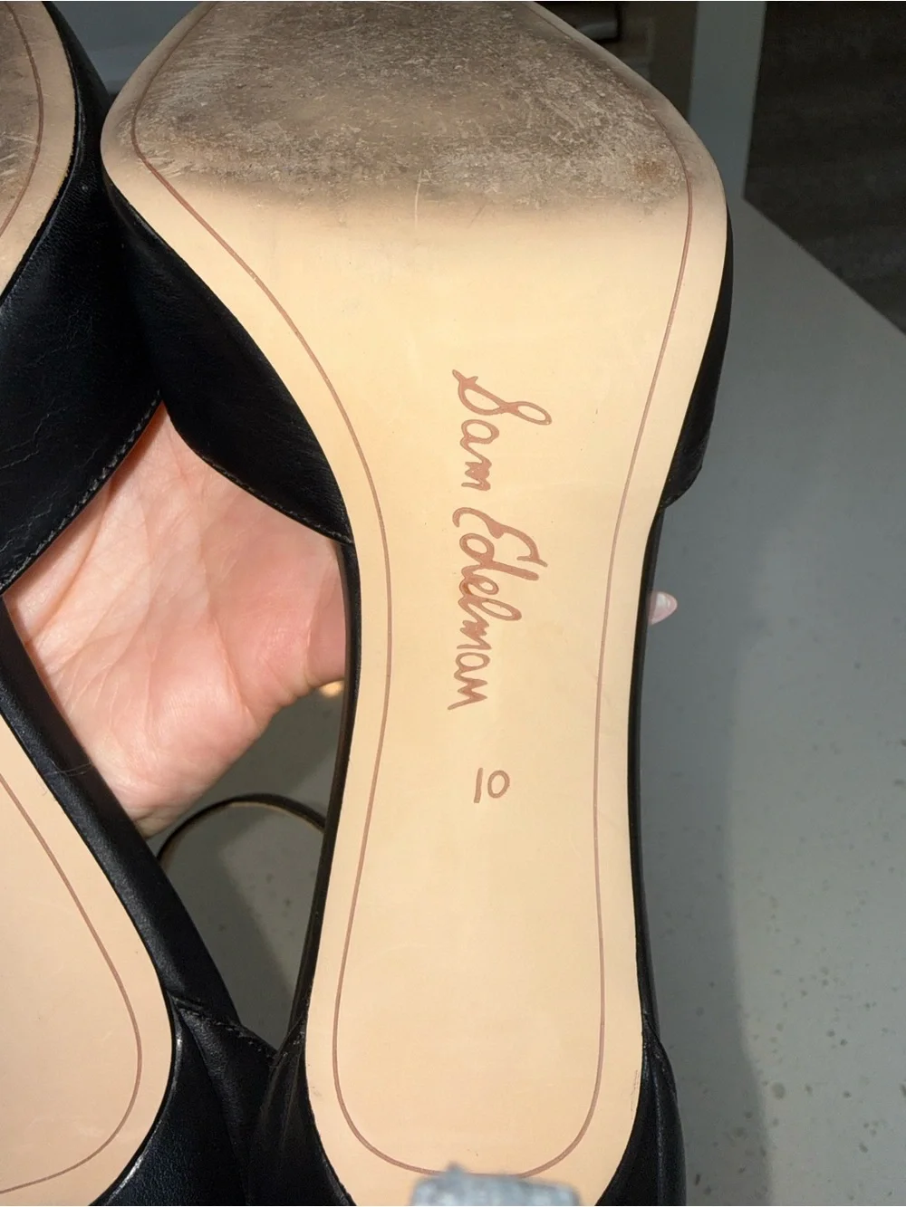 Sam Edelman Black Leather Pointed Ankle-Strap Stilettos